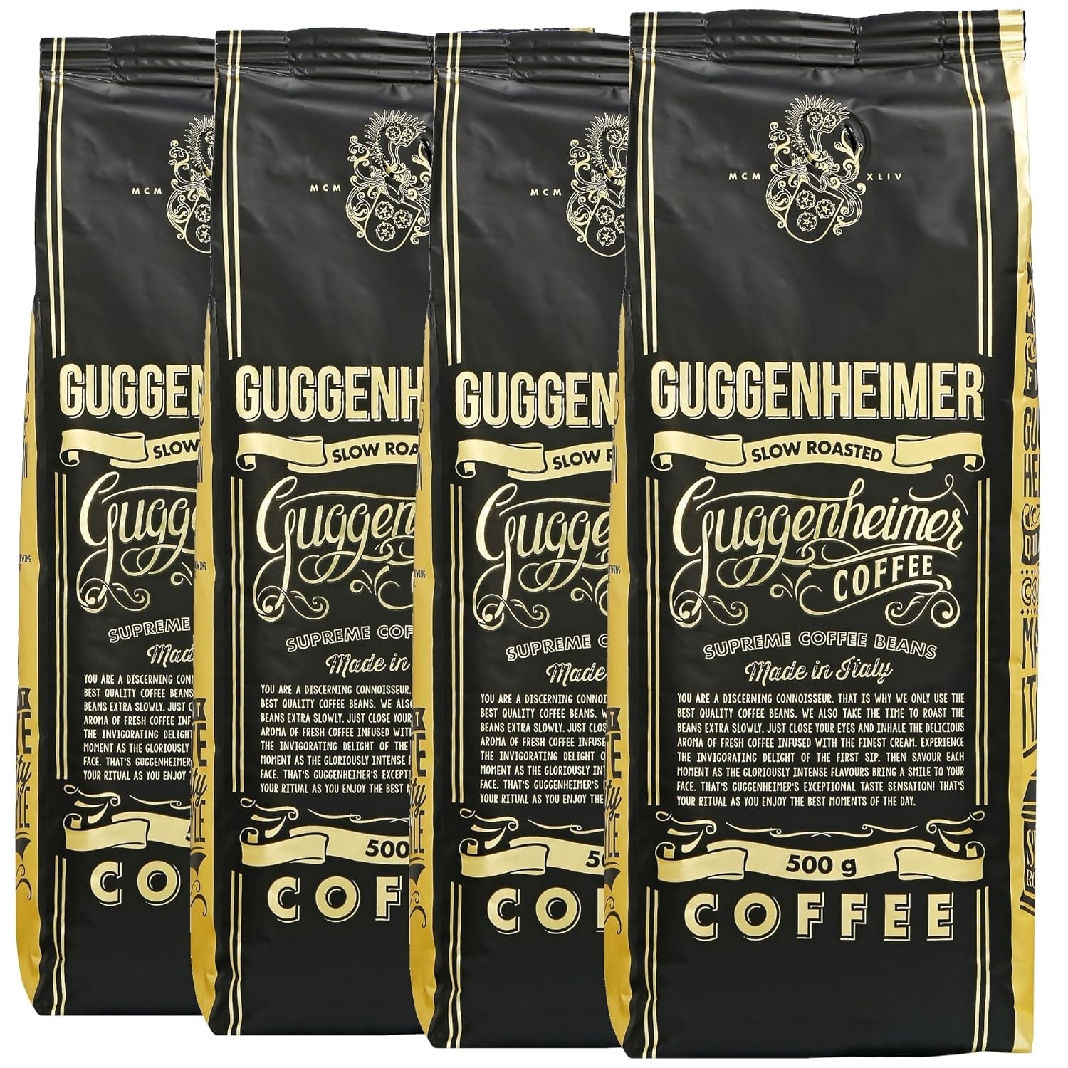 - Kaffeebohnen 2kg - Ekstra langsom geröstet - Wenig Säure und Bitterstoffe - Barista-Qualität - Finest Cream - Bedste Espresso für Fullyautomaten - 4 x 500 g