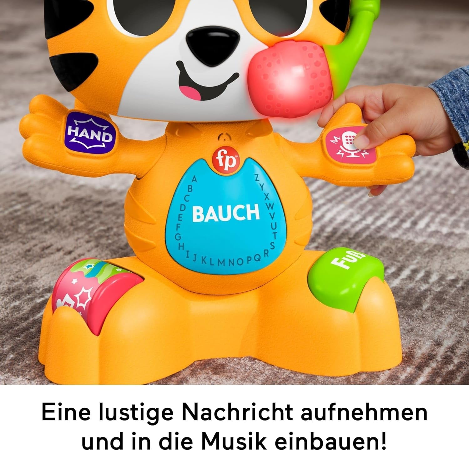 Fisher-Price Baby og Toddler Beat Bande Lern & Tanz Tiger Justin pædagogisk legetøj med lyde og lys til babyer 9 måneder og opefter, tysk udgave, HYL31 Baby Toys Naty Shop