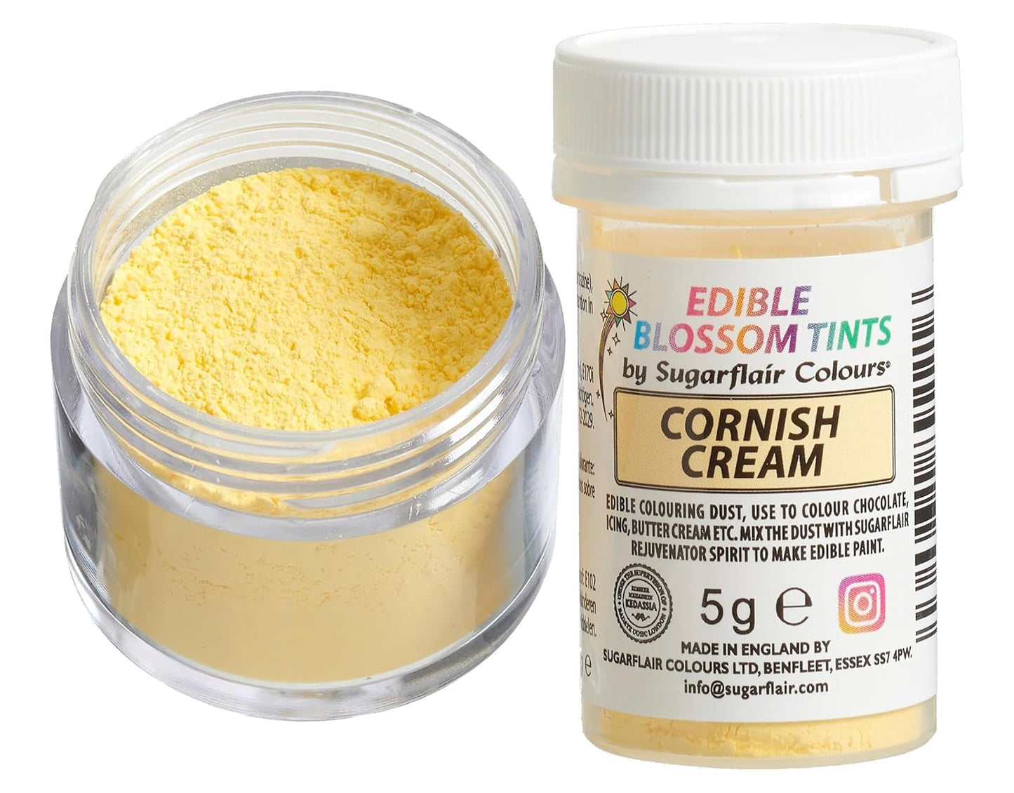 Sugarflair Blossom Tint Dust Cornish Cream Food Coloring Powder - Madfarvepulver til kagepynt, fondant, glasur, chokolade, smørcreme, macarons og mere - 5g
