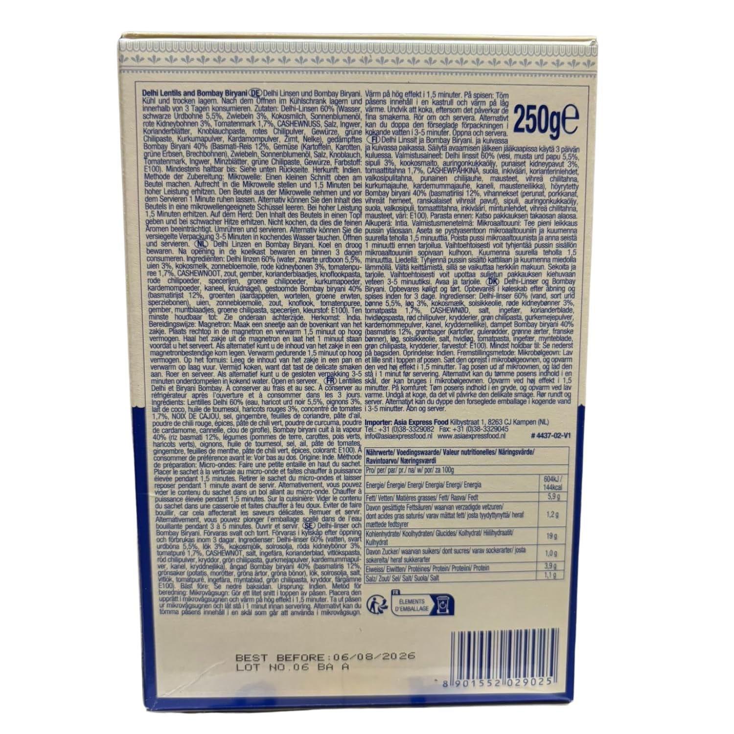ASHOKA - Instant Delhi-linser og Bombay Biryani - (1 x 250 g)