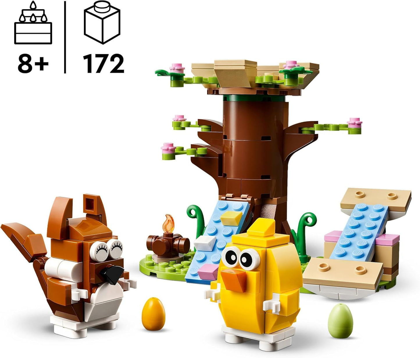 LEGO Spring Dyrelegeplads, Fugle- og Egernbyggesæt, Træhuslegesæt til børn, Gaveidé til 8-årige drenge og piger, Dyresæt, Dyrefigurer Legetøj 40709 Byggesæt Beuche den LEGO-Store
