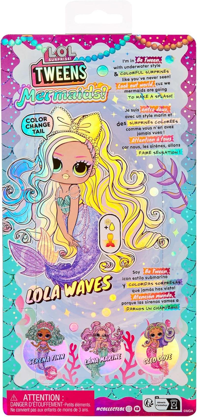 L.O.L. Overraskelse! Tweens - Mermaid Lola Waves - modedukke med farveskiftende hale, bevægelig finne og smukt tilbehør - legetøj til børn og samlere fra 4 år Naty Shop Dolls