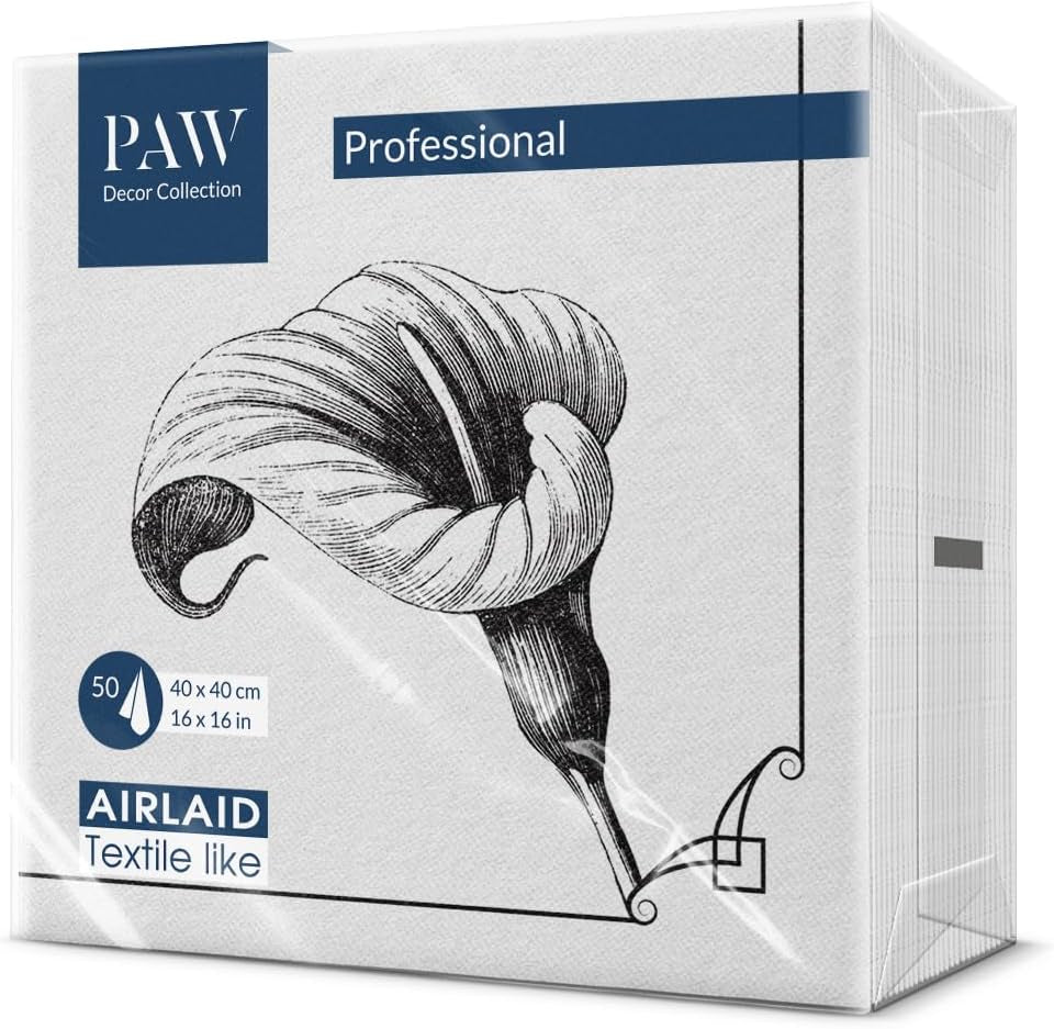 PAW - Airlaid servietter - Stoflignende (40 X 40 Cm) I 50 stykker I Til begravelse, Begravelse, Begravelse, Afsked I Højkvalitets Borddekoration Stofservietter - Hukommelsesblomst I Mindeblomst