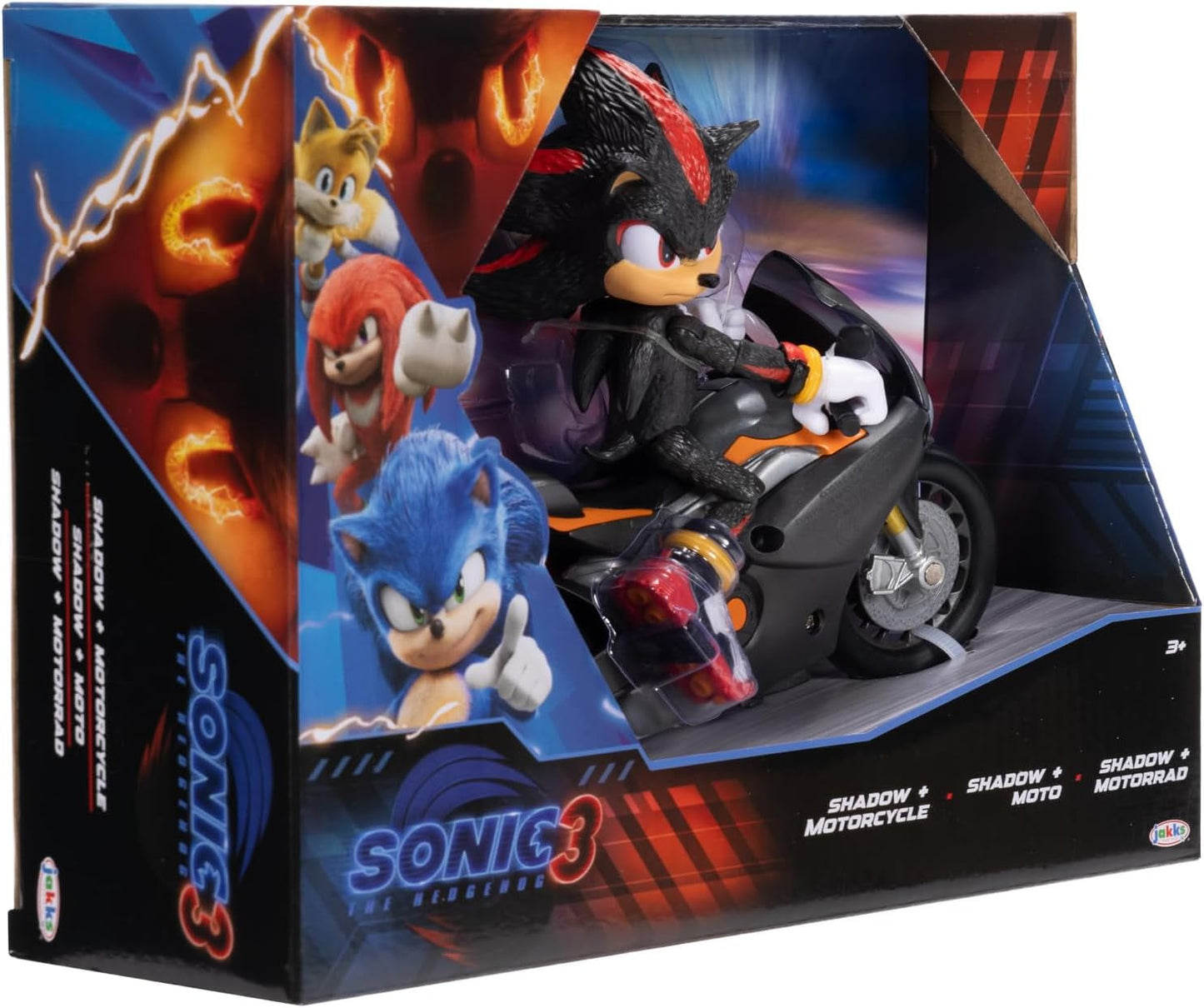 Sonic 3 The Movie Shadow Figure, 15 Cm, Bevægelig, Inklusiv Shadow Mobile fra Jakks Pacific, Akustisk, Sort Actionfigurer Naty Shop