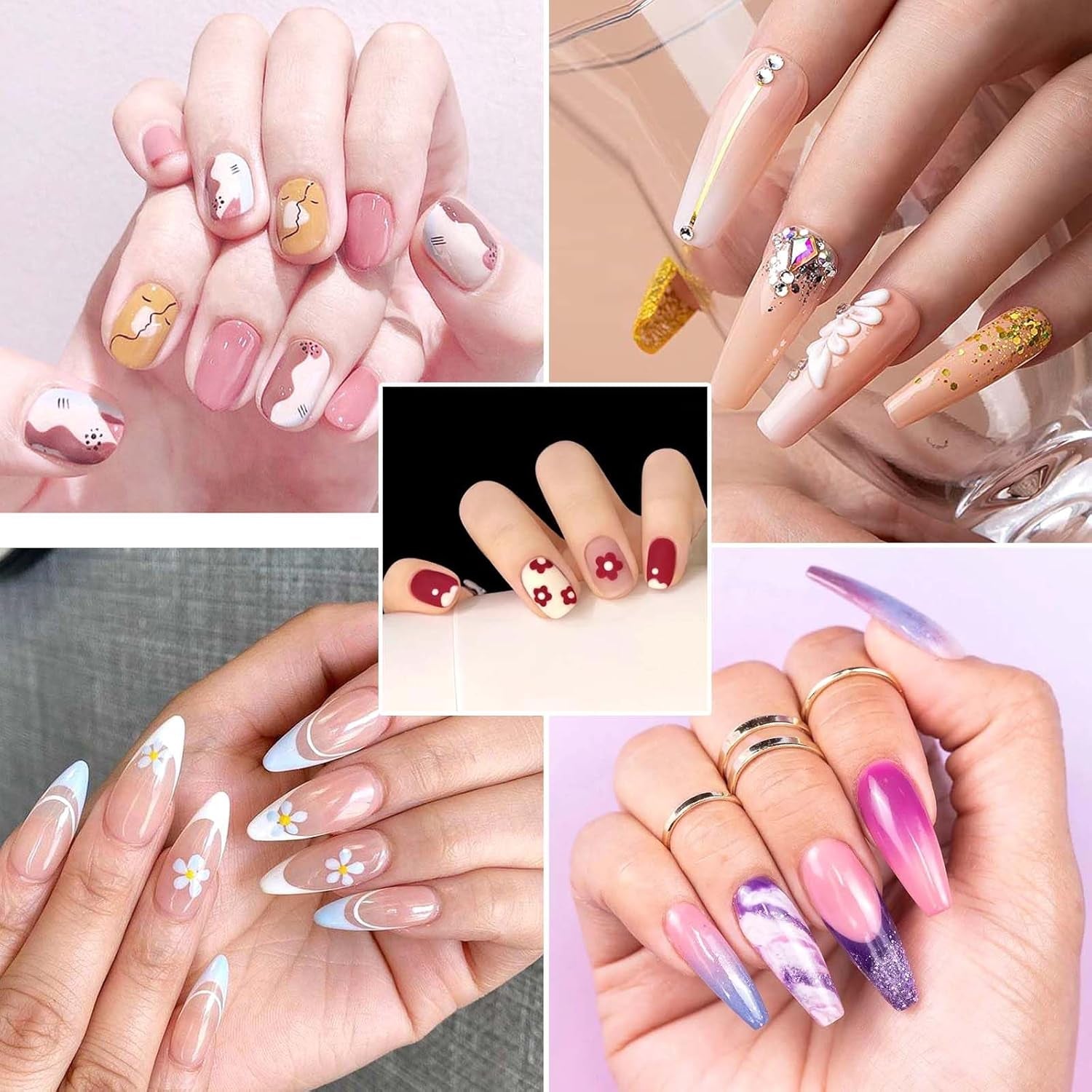 Hanyousheng 20 Stück Nagel Pinsel Sæt, 15 Stück Nageldesign Pinsel, 5 Stück Nail Art Dotting Tools Für DIY Nail Art Design