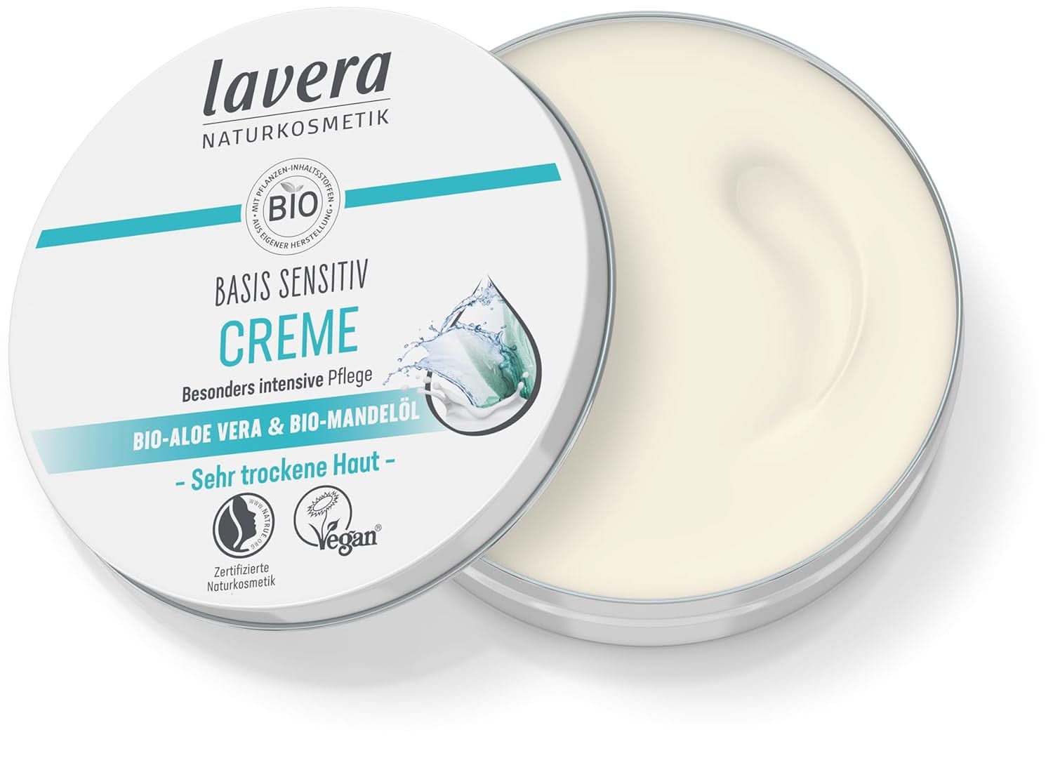 Lavera Basis Sensitiv, intensiv pleje til tør hud med Aloe Vera og mandelolie, 150 ml Naty Shop