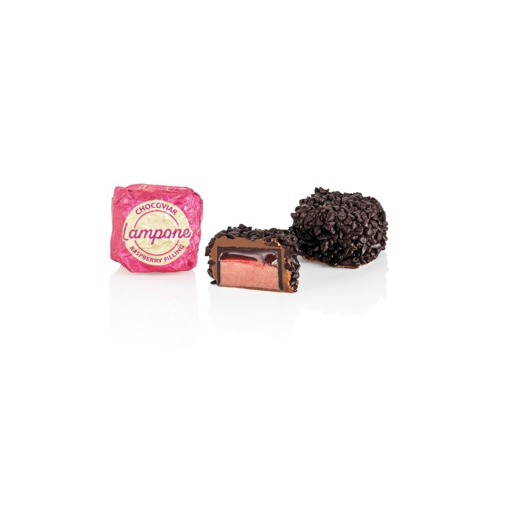Venchi – Chocoviar Hindbær, praliner i 1 kg pose, med mørk chokolade, glutenfri, uden kunstige farver og uden konserveringsmidler