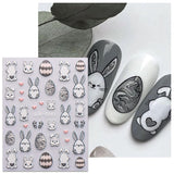 JMEOWIO 6 Blatt 3D Nagelsticker Ostern Nail Art Sticker Selbstklebend Nagelaufkleber 5D Stereoskopisk Süßer Hase Ei Dekoration Nageldesign Zubehör