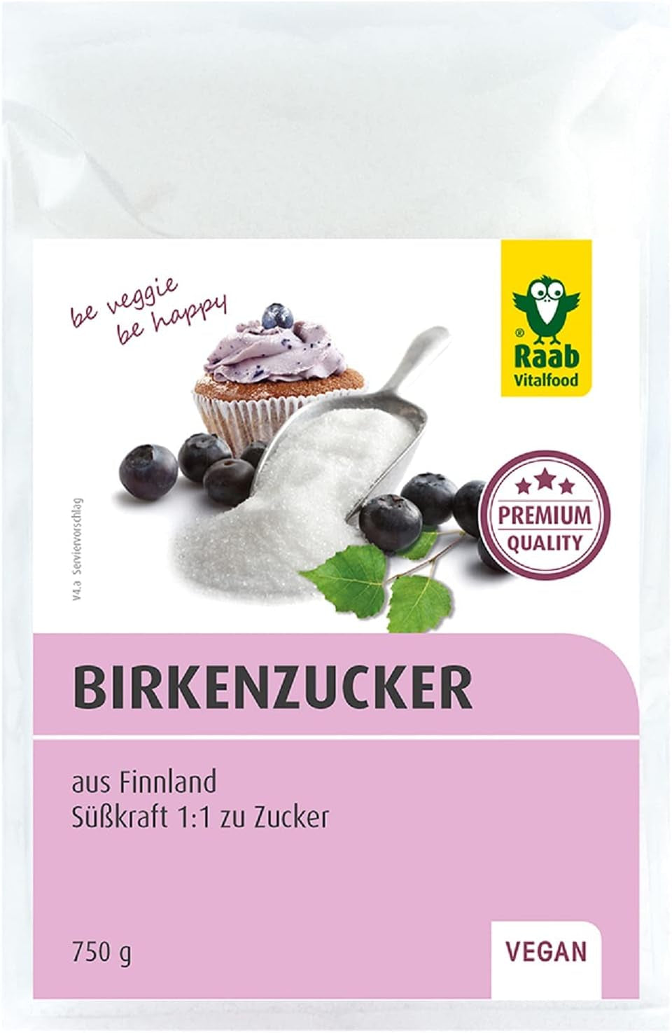 Raab Vitalfood Premium Birkenzucker, Xylit, Vegan, 1:1 Zucker-Alternative, Süßungsmittel, Zahnfreundlich, Vorratspack, 750 G Sweeteners Naty Shop Standardtitel