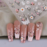 Plum Flower Nail Stickers, White Pink Flower Nail Stickers, Prægede Flower Nail Stickers, Spring Summer Flower Nail Stickers, Negle Designs, Negle Accessories, Nail Art