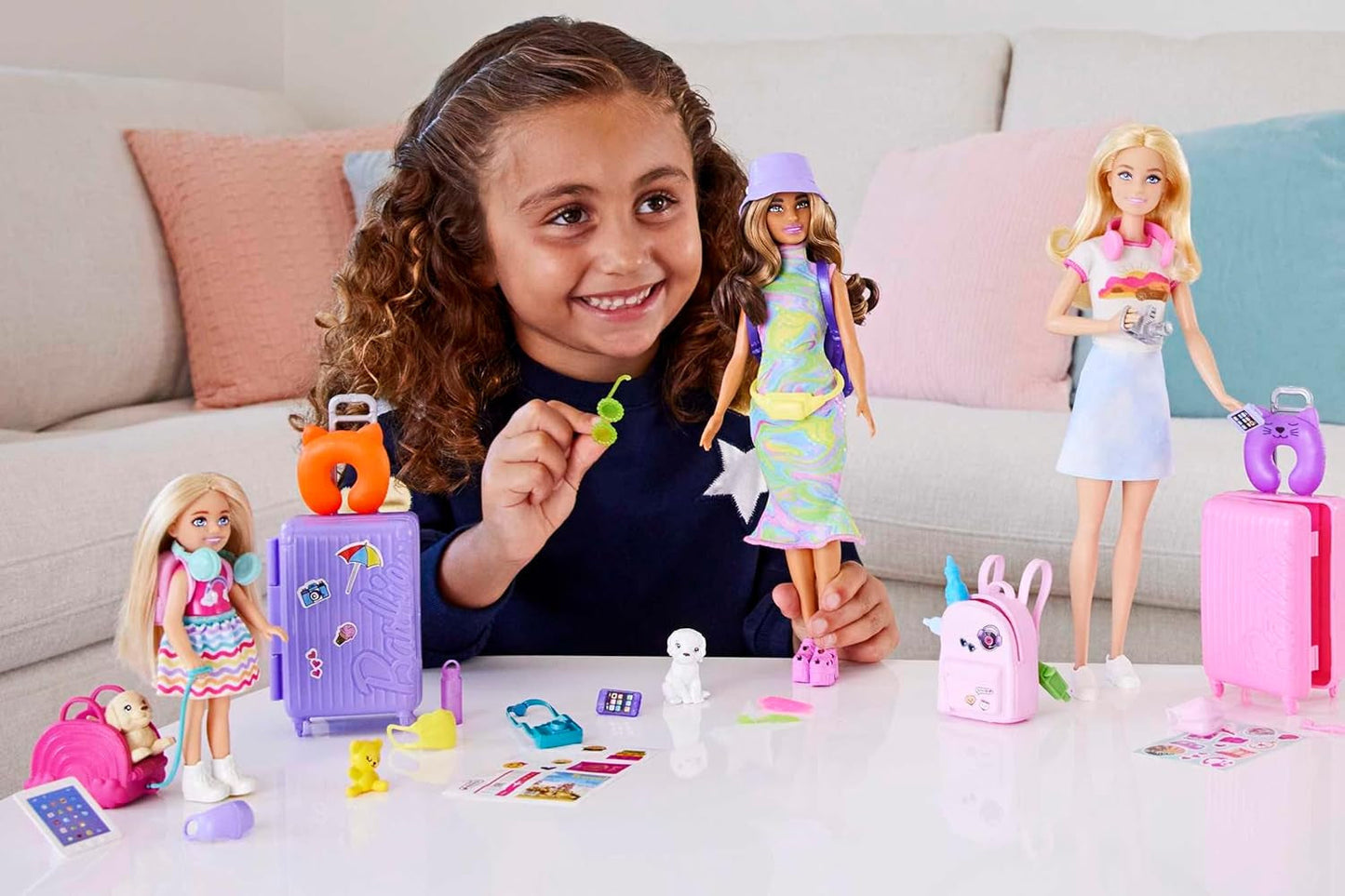 Barbie Chelsea dukke og tilbehør 6-delt hvalperejsesæt inklusive hundebur HJY17