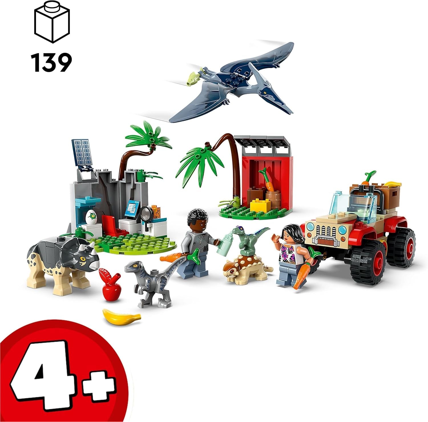 LEGO Jurassic World Rescue Center for Baby Dinosaurer, sæt med små dinosaurfigurer inklusive Triceratops, Ankylosaurus og Velociraptor, byggegave til drenge og piger fra 4 år 76963 Byggesæt Besuche den LEGO-Store