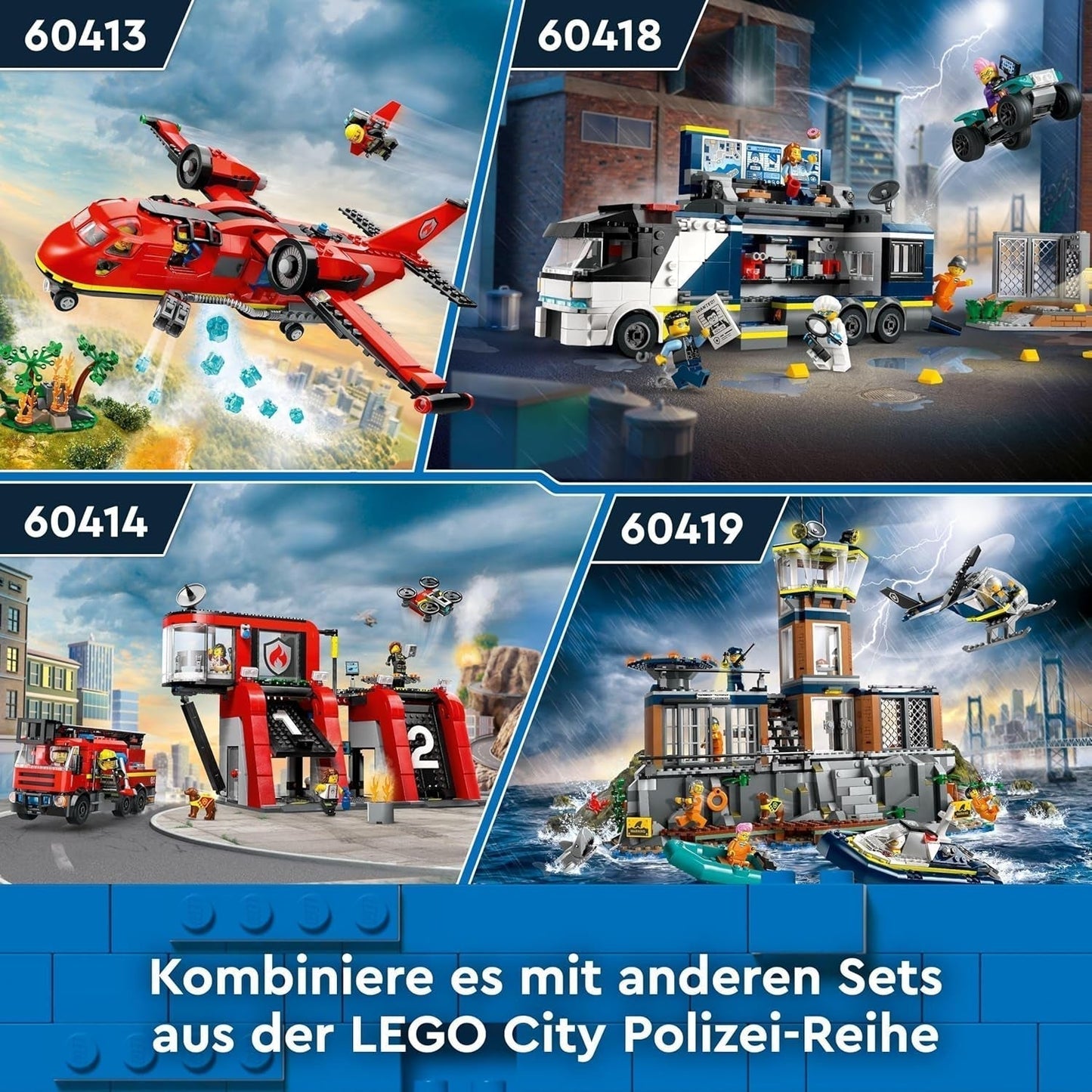 LEGO City Brandslukningsfly, Børnelegetøjsfly brandmandssæt, byggesæt med 3 brandmandsfigurer og branddekoration, fremragende gaveidé til drenge og piger fra 6 år 60413 Byggesæt Besuche den LEGO-Store