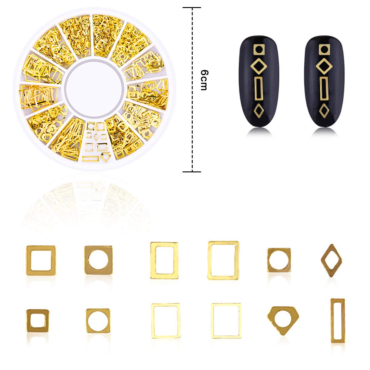 4 æsker Nagel Art Strass, 3D Nagel Art Decorations, Mix Größe Nagel Perlen Glitter Strass Guld Metall Hohlniet Nagelkunst Stern Mond Sonne Nagel Zubehör Für DIY Nageldesign