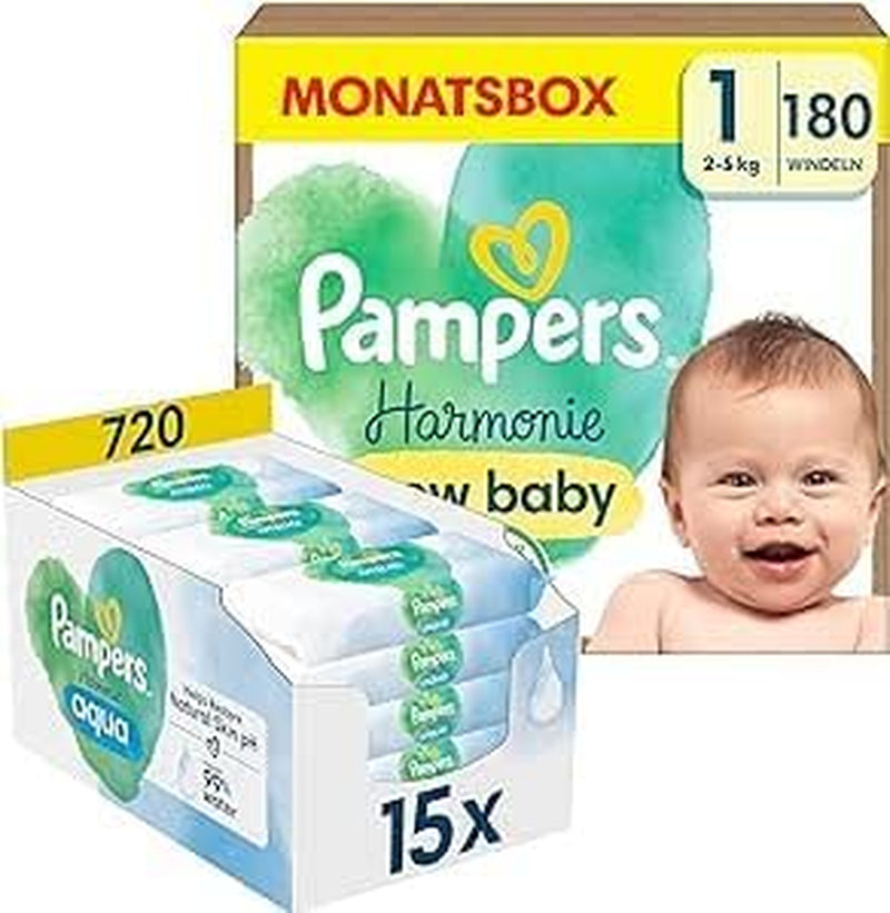 Virtuel pakke: Harmony Size 1 og Aqua Wet Wipes
