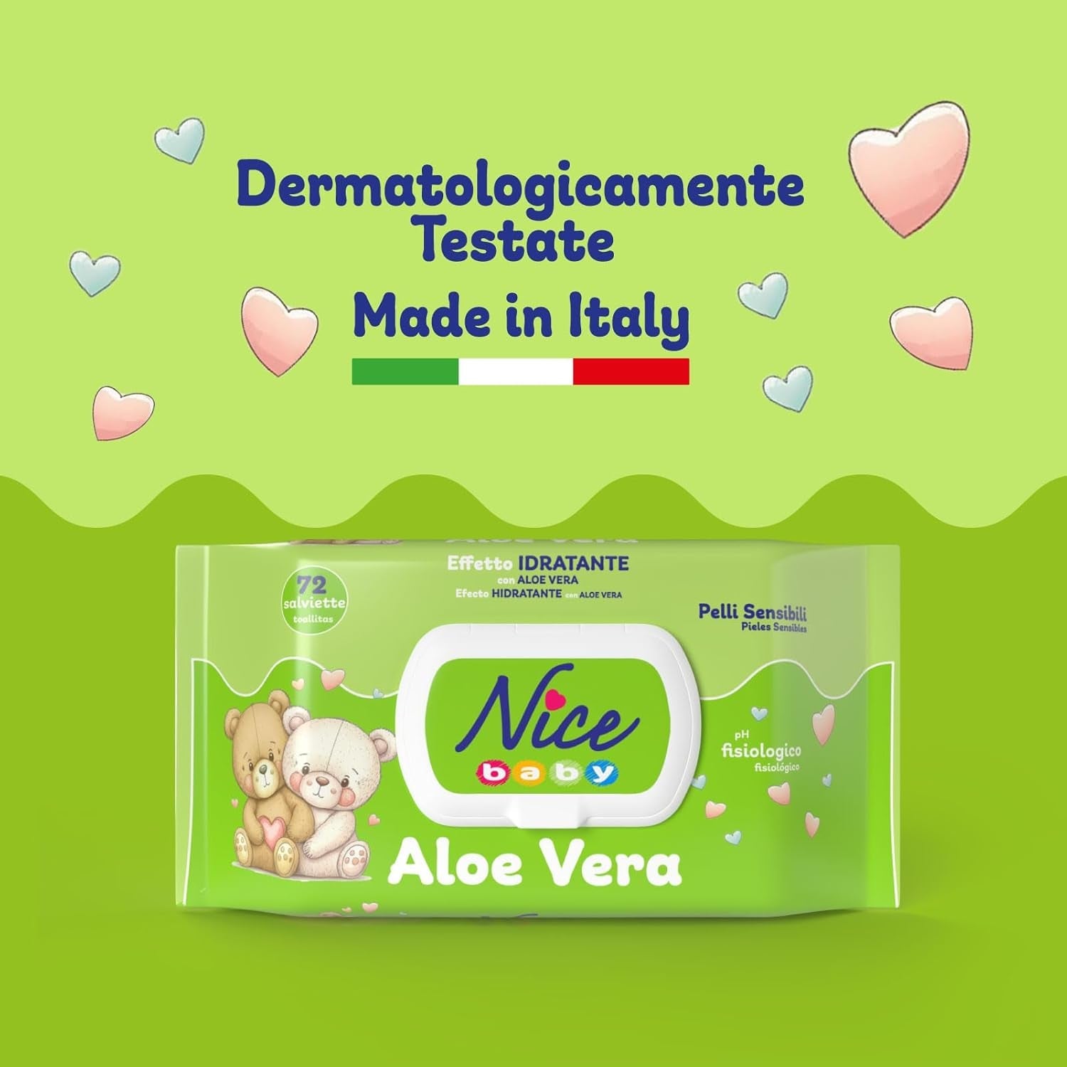 Renseservietter til børn og babyer - med aloe vera og arganolie - dermatologisk testet - fysiologisk pH-værdi - maxi format: pakke med 72 servietter - Pæn