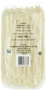 Risnudler - Thai, 5 mm brede risbåndsnudler, lavet af rismel - 17 x 400 g