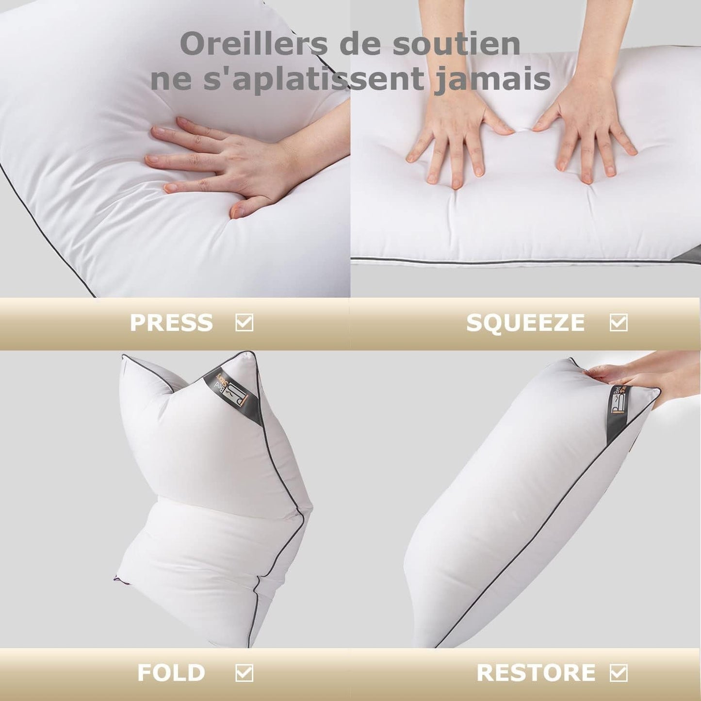 Bedstory pude, 50 x 70 cm, 2 stykker, bidebestandig, svedåndende, hypoallergen, fyld: 100 % polyesterfiber, ultrakomfort og blød komfort og fremragende støtte Naty Shop standardpuder