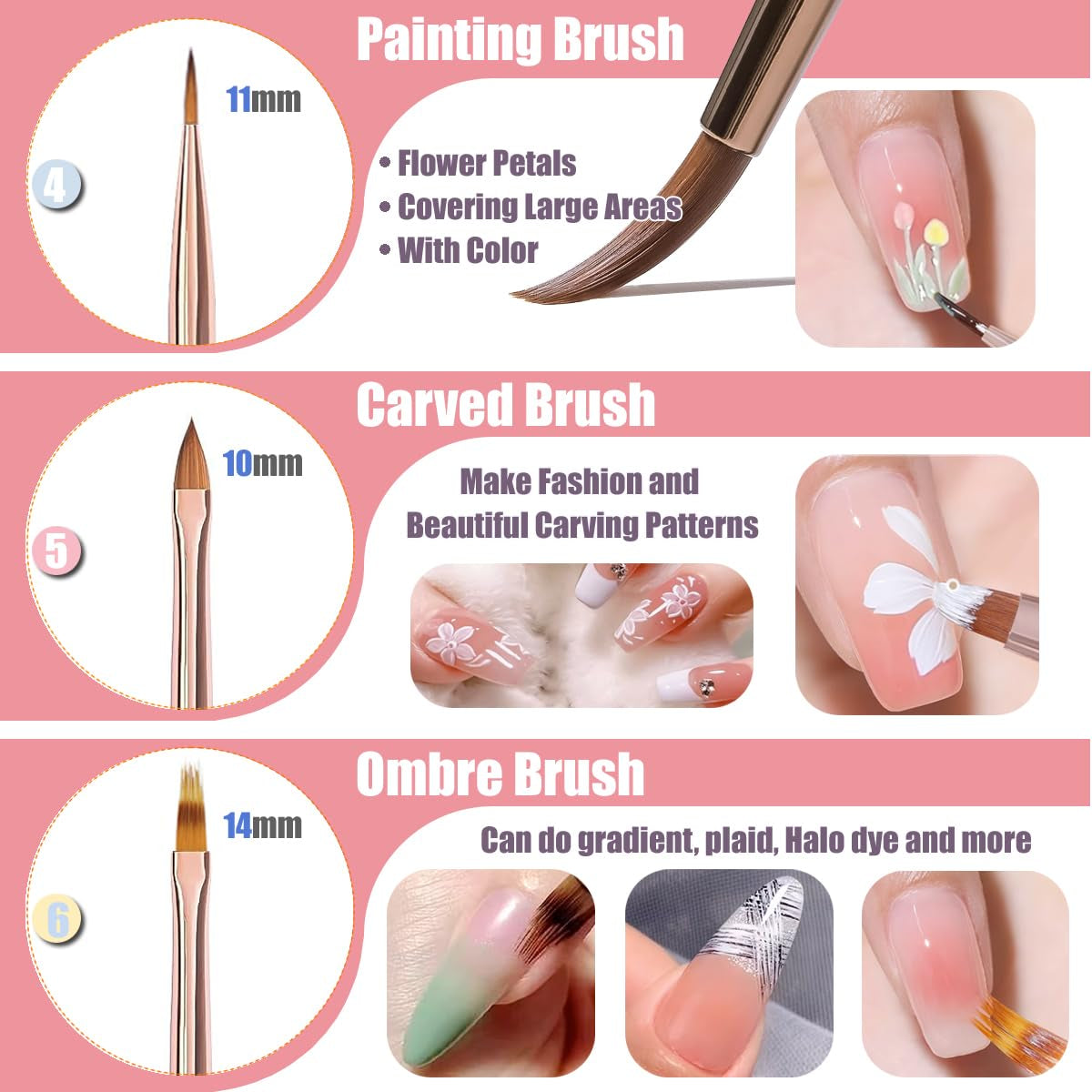 10 Stück Nail-Art-Pinsel, Nagel-Gel-Nagellack-Malpinsel, Zeichenstift, Nagel-Liner-Pinsel og Nagel-Dotting-Stift Für Gel-Nagellack, DIY, Maniküre, Salon Zu Hause