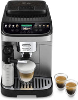 De'Longhi Magnifica Evo Next - Perfetto fuldautomatisk espressor med LatteCrema mælkeskummer, 13 One-Touch-drikke, kaffe- og cappuccinomaskine, farveberøringsskærm, Titanium (ECAM312.80.TB)