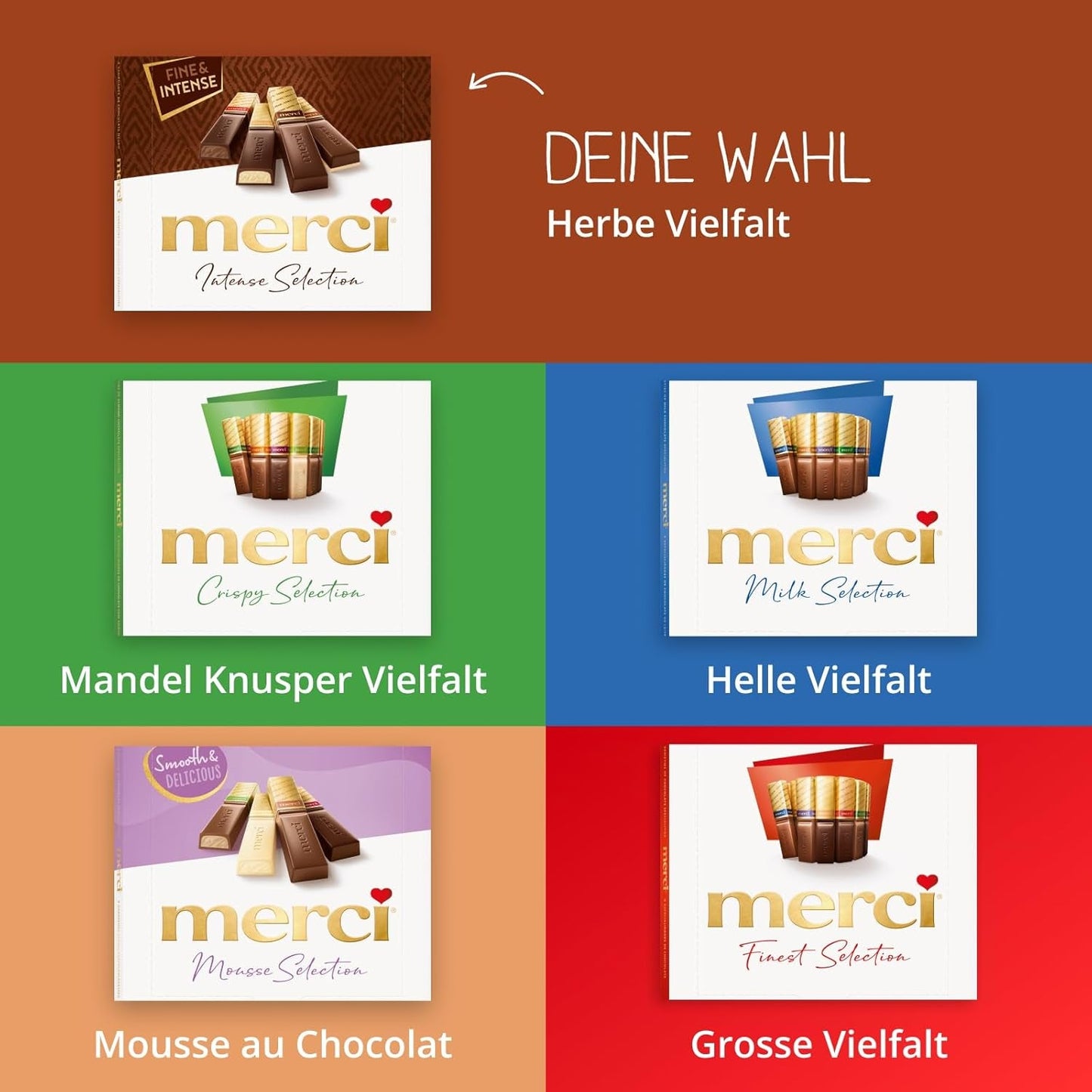 Finest Selection mørk chokoladevariant – 6 x 250 g – Raffinerede mørk chokoladespecialiteter – Fyldte og ufyldte praliner