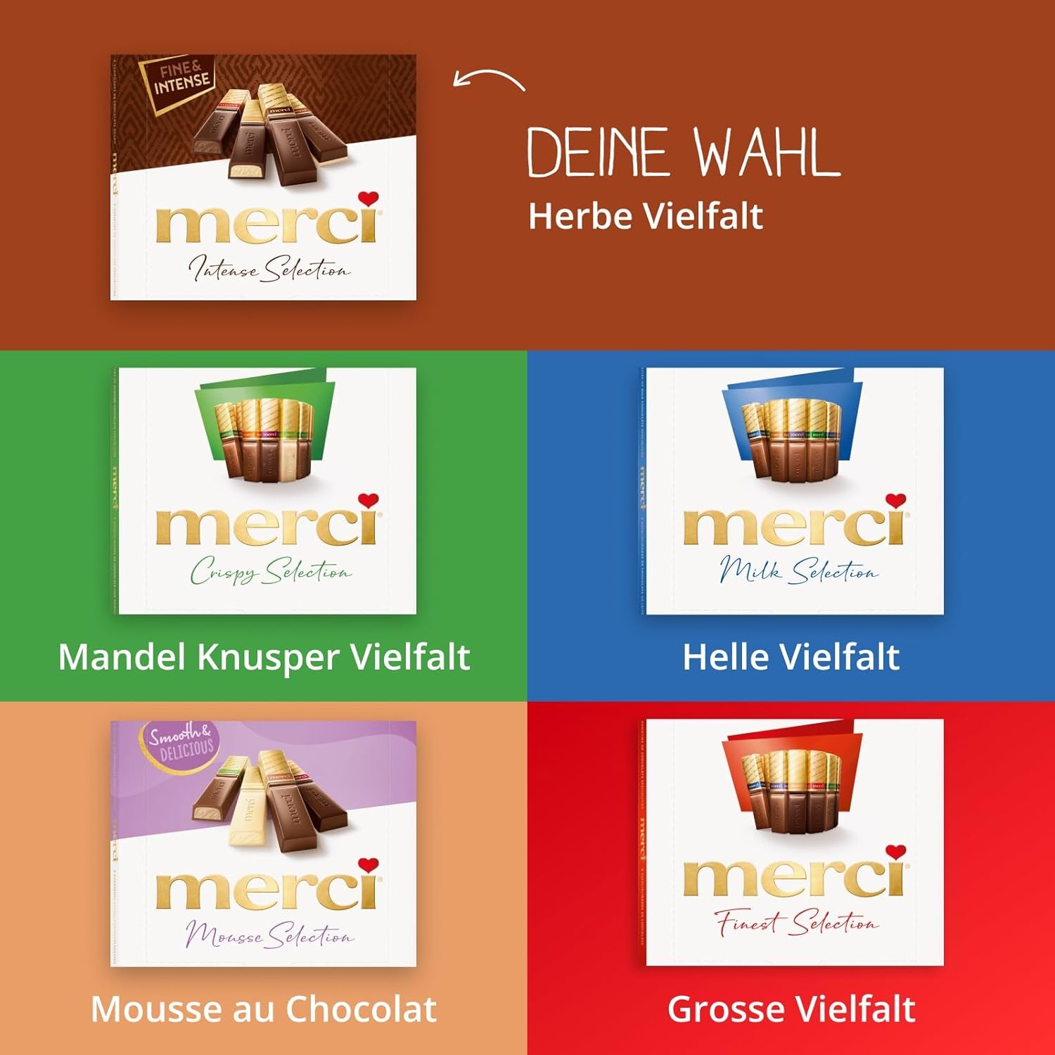 Finest Selection mørk chokoladevariant – 6 x 250 g – Raffinerede mørk chokoladespecialiteter – Fyldte og ufyldte praliner