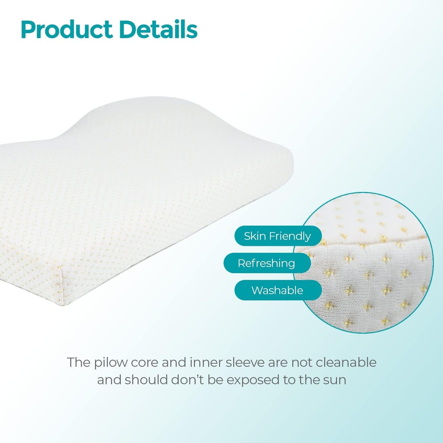 Edihome Nakkestøttepude Nakkesmertelindrende pude 50 x 30 x 10 cm Memory Foam Nakkepude Ortopædisk Pude Ergonomisk Dobbelt Bomuldsbetræk Hypoallergenisk