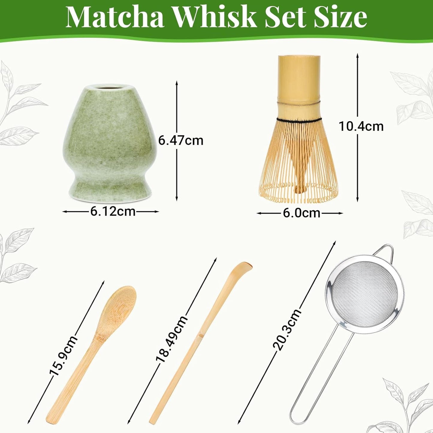 Alyvisun Matcha-sæt, 5-delt Matcha-tesæt med Matcha-tekande og Matcha-teholder, teske, teske, Matcha-tesæt til Matcha-elskere, ideel til begyndere og entusiaster