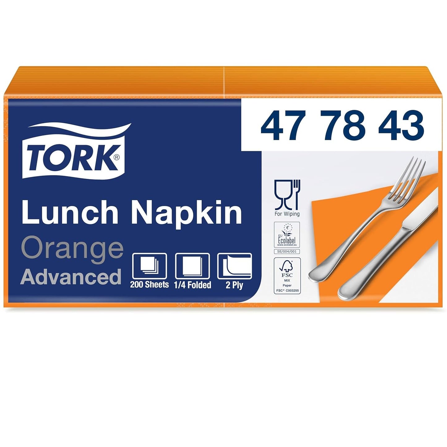 Tork 477840 Lime frokostservietter / 2-lags servietter til små måltider eller snacks / Avanceret kvalitet / 10 X 200 (2000) Papirservietter / 32,6 X 33 cm (L X B) / 1/4 fold