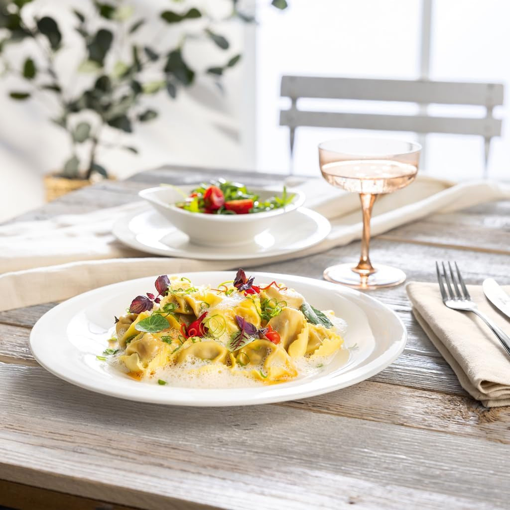 vivo - Villeroy & Boch Group – Essential White Dinner Set 18 tlg. Weiß, Spülmaschinenfest, Mikrowellensicher, Geschirr Set for 6 Personen, Müslischalen, Speiseteller, Dessertteller, Premium Porzellan