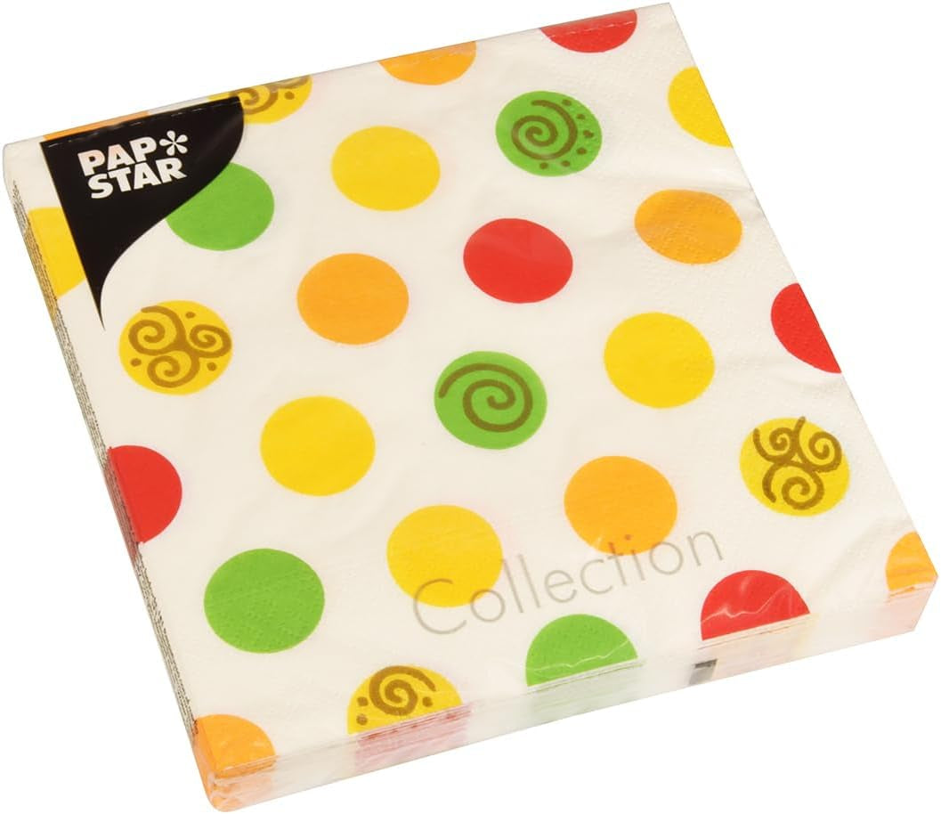 Papstar 11374 Tissues 1-karton 10 X 20 stykker, 3 lag, 1/4-fold, 33 X 33 cm "kugler"