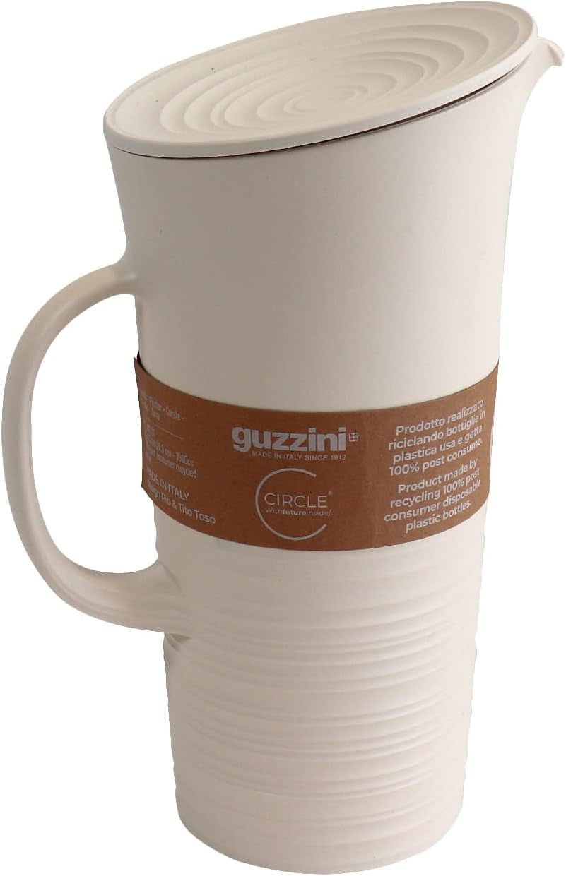 Guzzini - Tierra, Karaffel med låg - Mælkehvid, 18,7 x 13,4 x 10 x h26,9 cm | 1800 cc - 181701156, Bianco
