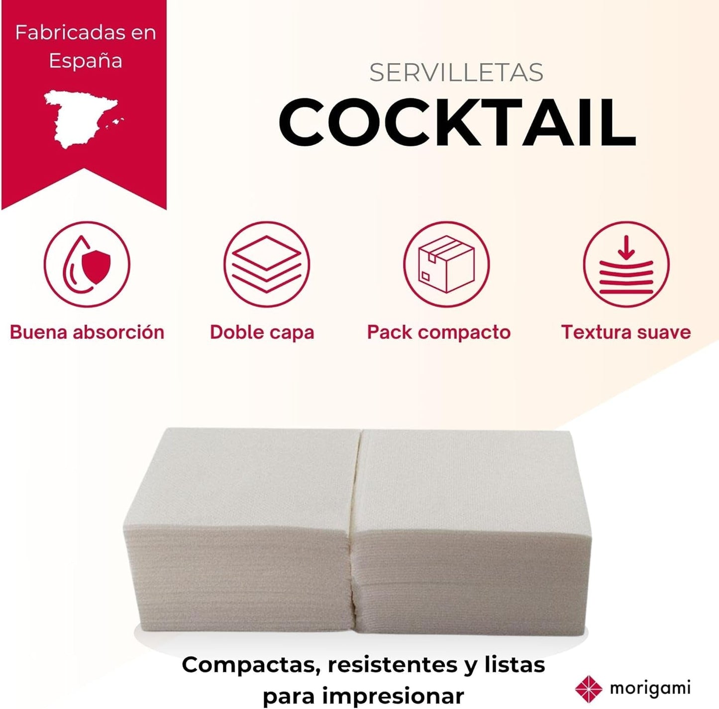 , Cocktailserviet af papir, 1/4-fold, blonder, 150 servietter, hvid