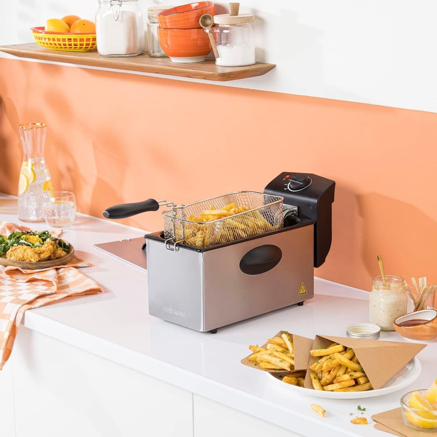 Tristar oliefrituregryde FR-6935, 2000 watt, 3 liter, termostat, kold zone, 3-4 personer, metal Hvidevarer Naty Shop