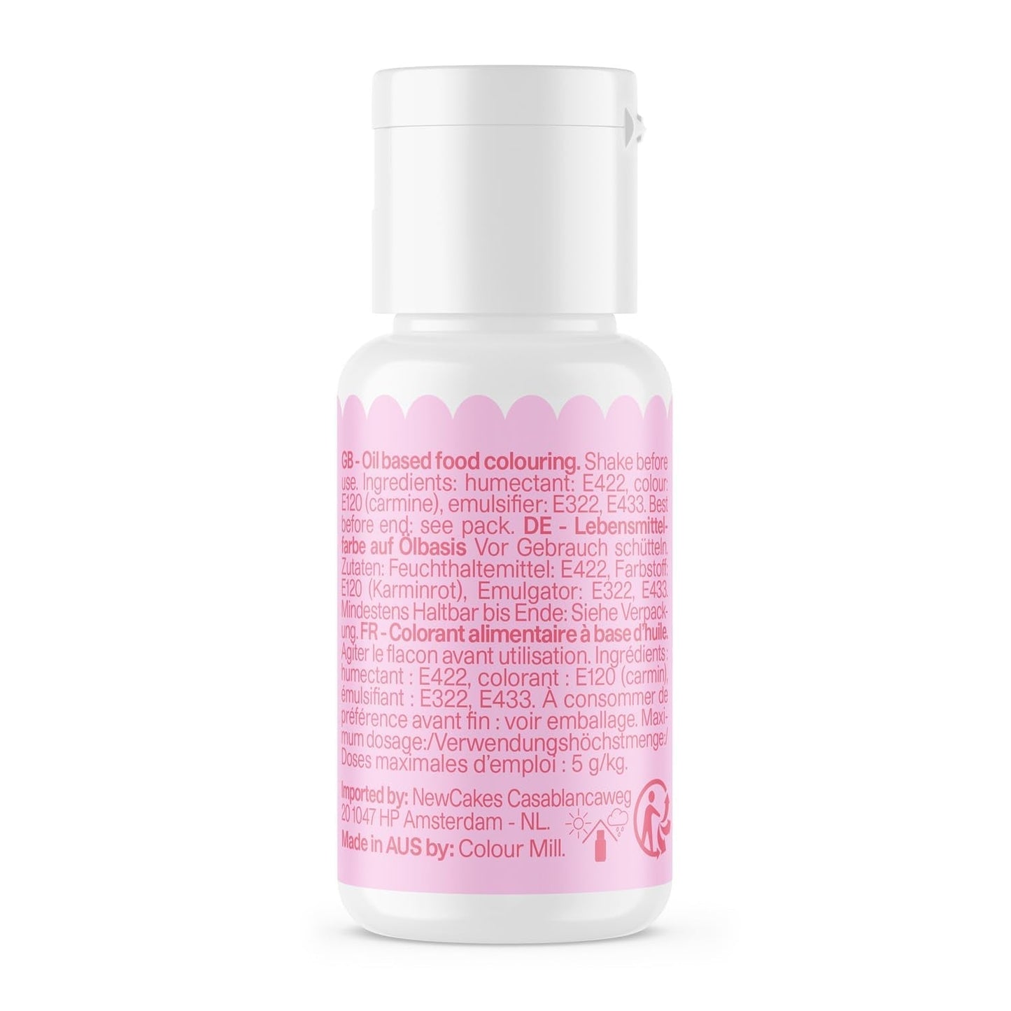 Color Mill Oliebaseret madfarve, lys rosa olieblanding - madfarve til chokolade, fondant, muffins, kager, bagning, makroner - madfarve til kagepynt - 100 ml