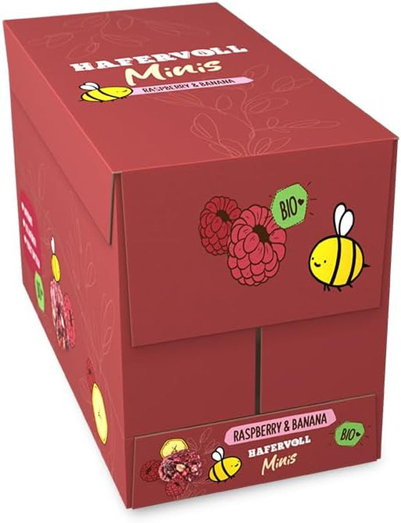 HAFERVOLL Minis Raps og Banan 8x 65g - Certificeret økologisk, med honning, uden tilsat sukker, perfekt til deling