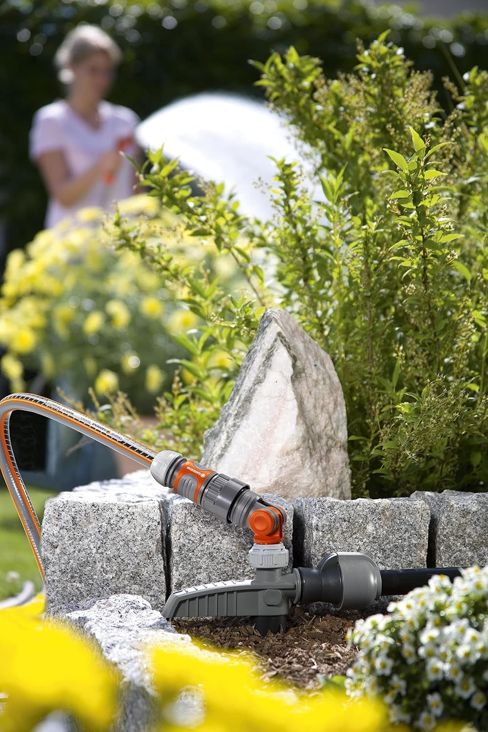 Gardena vandhanetilslutning med vandstop, vandudtag: tilslutning til vandstik (varekode 8254), vandudtag (varekode 8250, 8266), del af rørsystemet (05327-20), grå