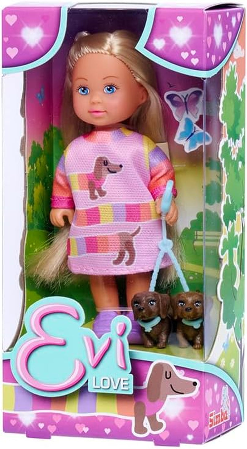 Simba Evi Love Dogs To søde gravhunde i snor dukke 12 cm legetøjsdukke 3+