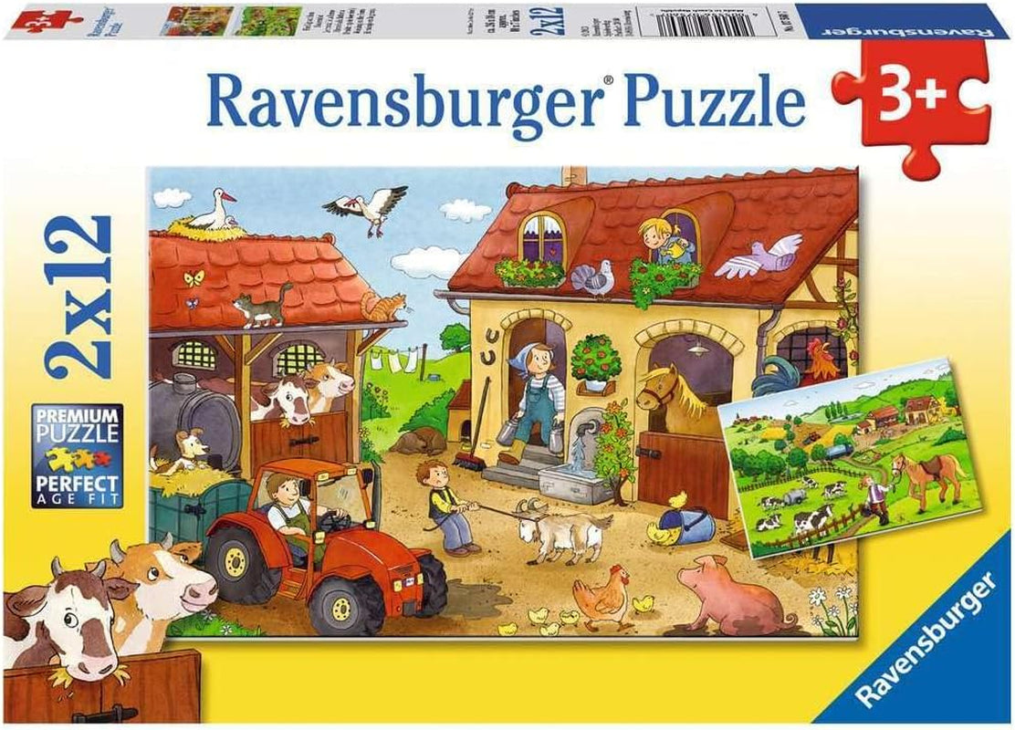Ravensburger puslespil til børn - 07574 Politi og brand - puslespil til 3+ 2X12 brikker Naty Shop 07560 travlt på gården