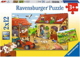 Ravensburger puslespil til børn - 07574 Politi og brand - puslespil til 3+ 2X12 brikker Naty Shop 07560 travlt på gården