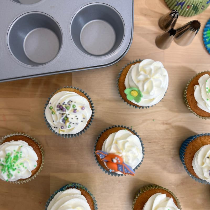 Wilton 03-3118 Cupcake- /Muffin Bagform, Recipe Right, Antihaft, 12 Vertiefungen, Grau Forme og bageplader Naty Shop