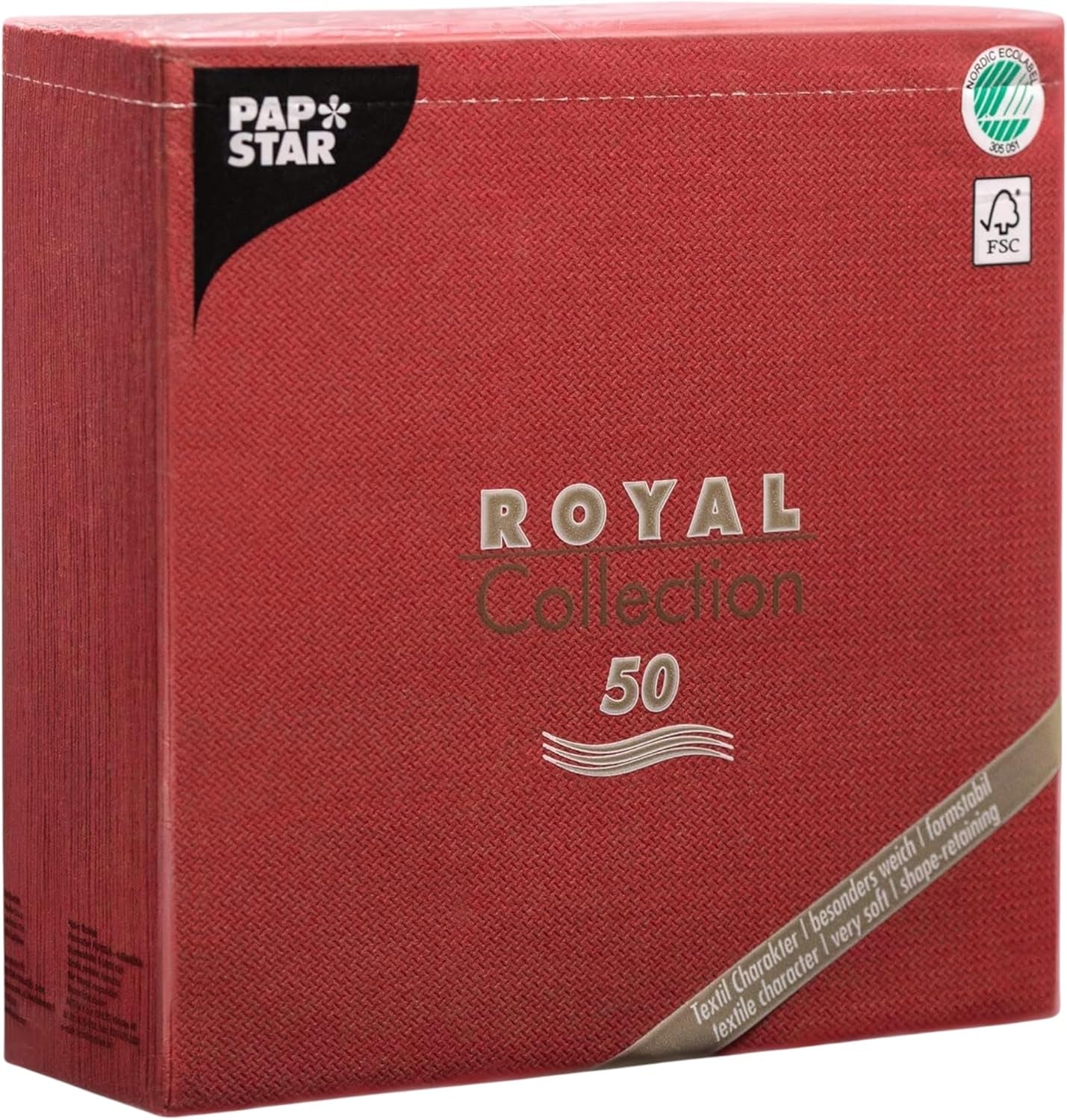 Papstar 11608 50 servietter "Royal Collection" 1/4 fold 40 X 40 cm, Bordeaux