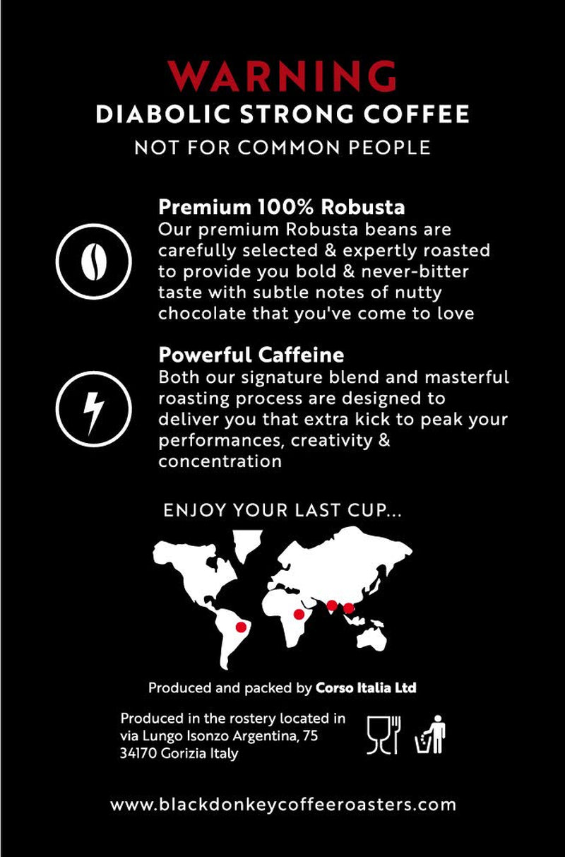DJÆVELSTEG | Kaffebønner 1KG | Ekstremt stærk kaffe | Kaffe med højt koffeinindhold | Premium robusta fra