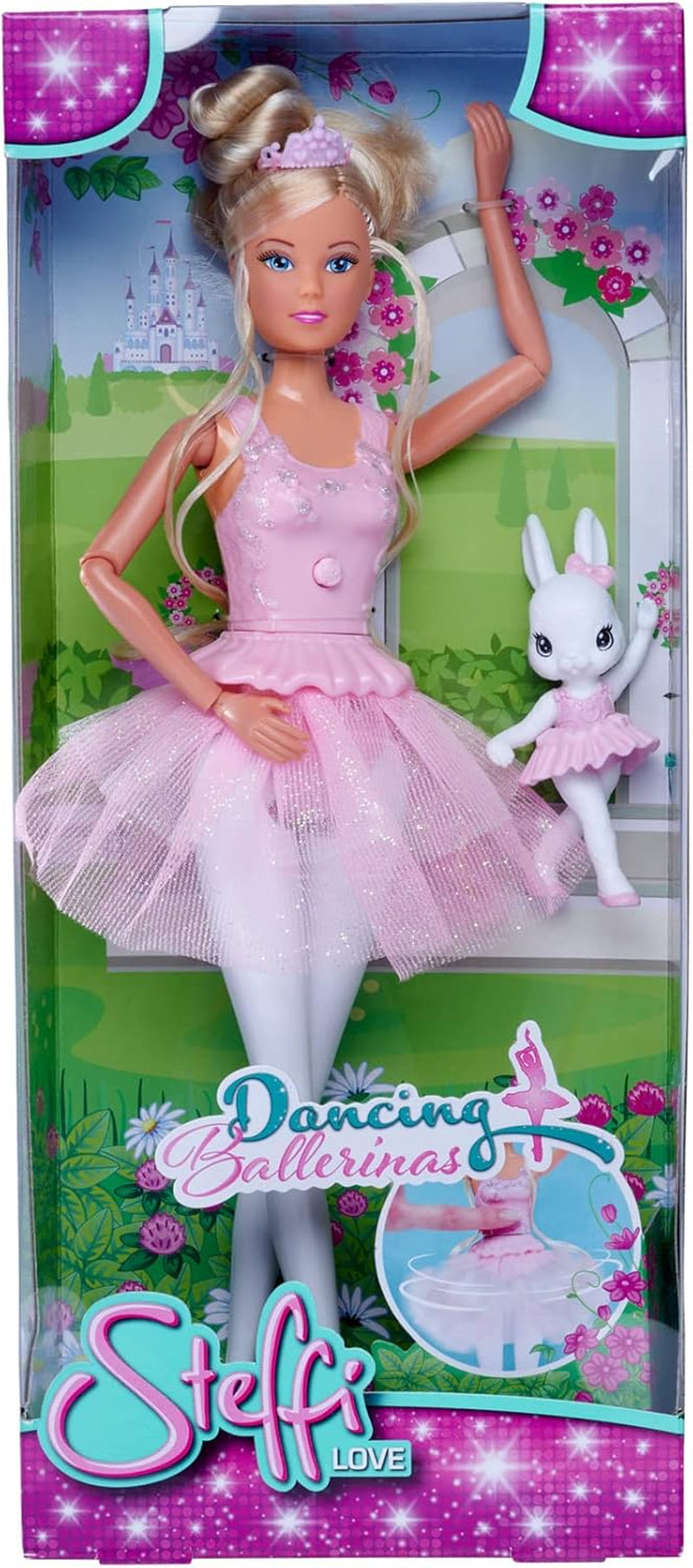Simba 105733603 - Steffi Love Dancing Ballerina, Steffi som ballerinadukke med dyreven og roterende nederdel, legedukke 29 cm, fra 3 år