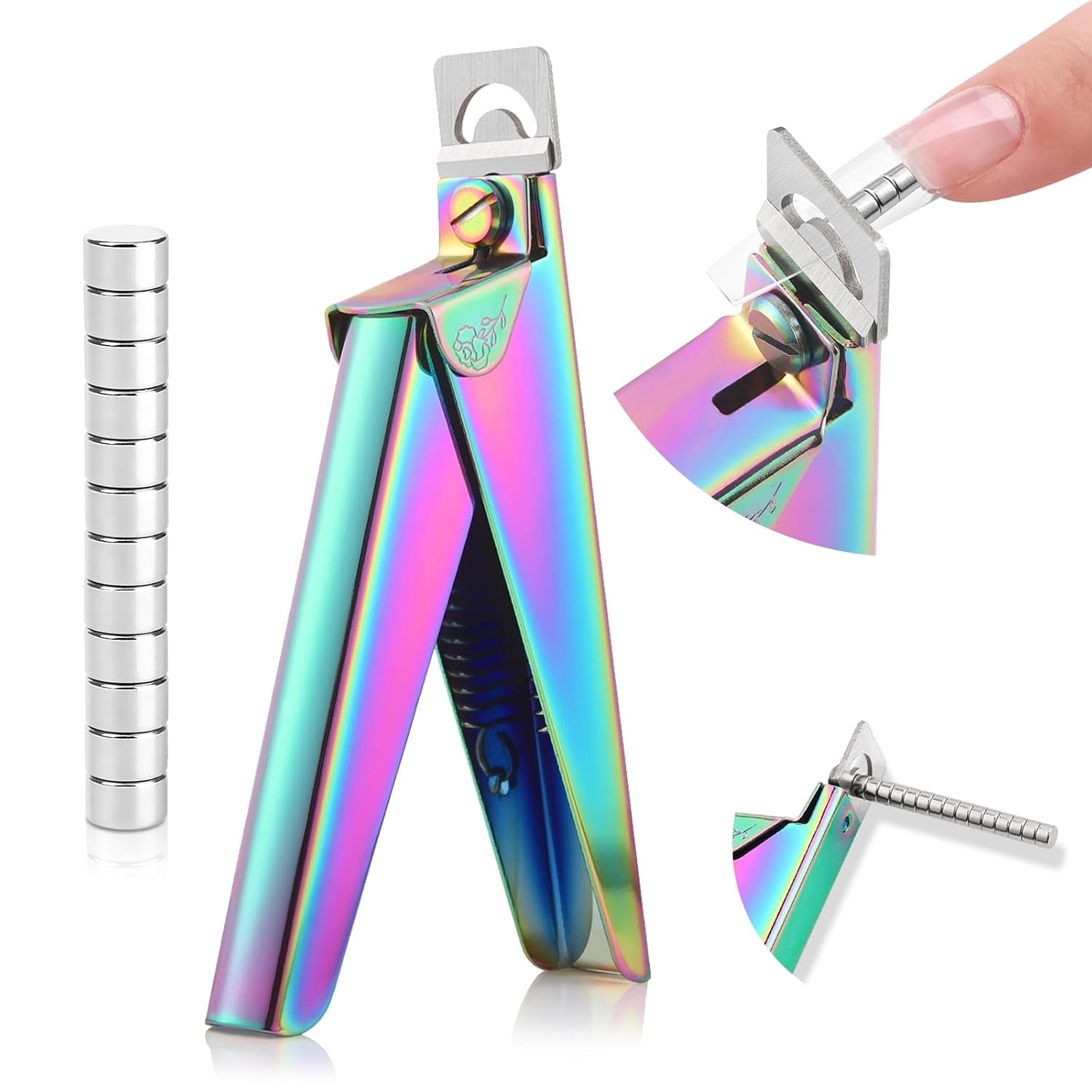 Saviland negle manicure cutter med 15 magneter, gel negle negle trimmer manicure negle cutter til kunstige negle Gel negle Akryl negle kunstige negle (rød rød)