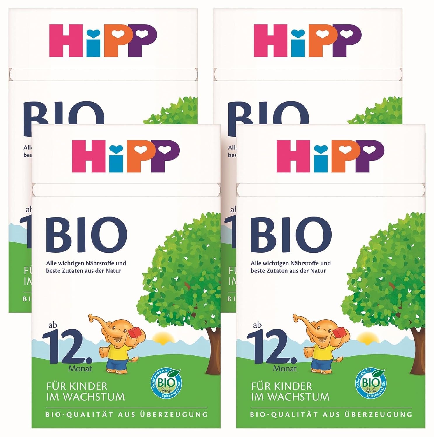 HiPP økologisk vækstmælk (4 x 600 g) efter 12 måneder med calcium, jern, vitamin C og D til småbørn i vækst, bedste økologiske kvalitet