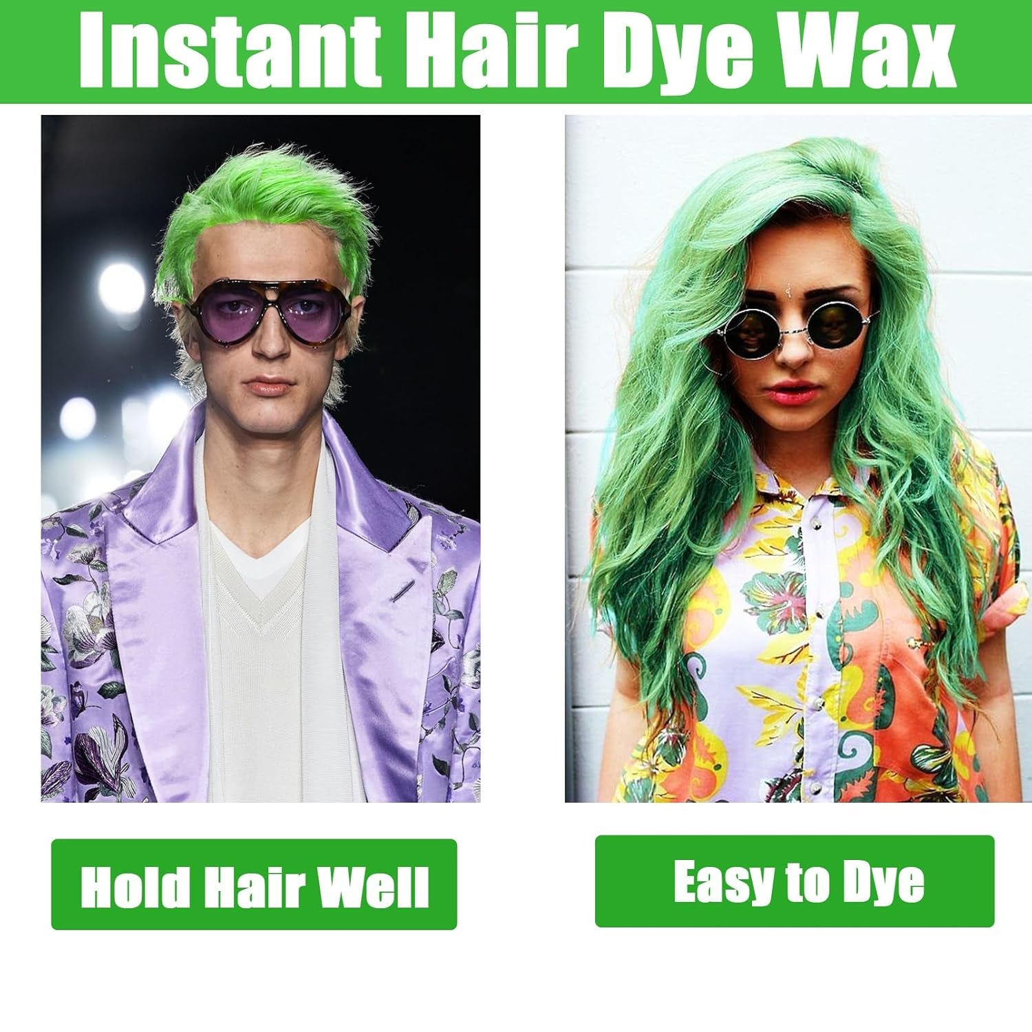 Grøn midlertidig hårvoks, skøre grøn midlertidig hårspray, vaskbar semi-permanent mudder, én gang hårfarve, instant styling hårpasta mudder, naturlig hårfarve til fester, aktiviteter og Halloween Naty Shop hårfarve
