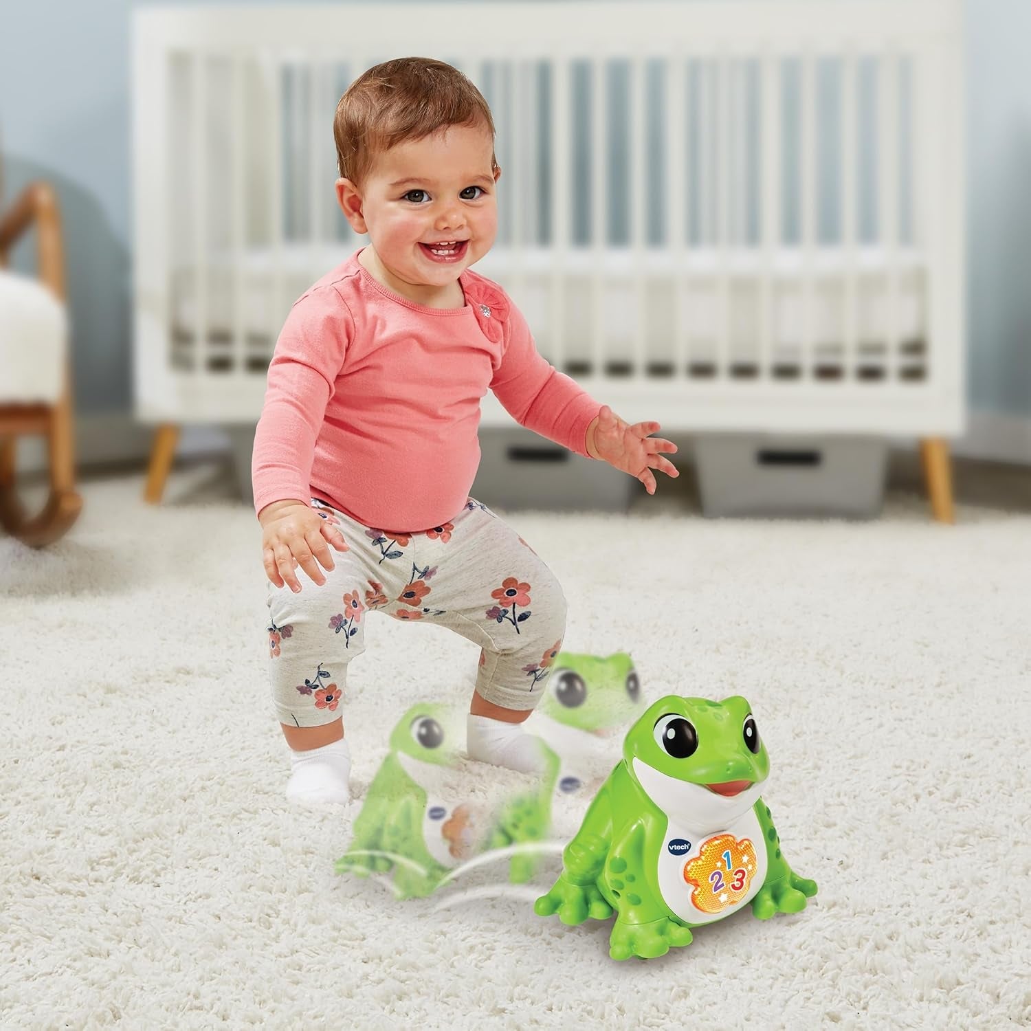 Vtech Baby Jumping Frog - Talende hoppefrø med 3 sange og 12 sange - For børn i alderen 12-36 måneder Babylegetøj Naty Shop