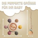Babybitring med suttekæde - Brændselhjælp - Babylegetøj 0-6 måneder - Nyfødte essentielle ting - BPA-frit børnelegetøj - gaveideer til spædbørn