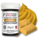 Madfarvepasta Sugarflair Colourflex Extra Paste Golden - Spiselig madfarve til smørcreme, chokolade, sukkerpasta, glasur, fondant, kageblandinger, dej og mere - 25g